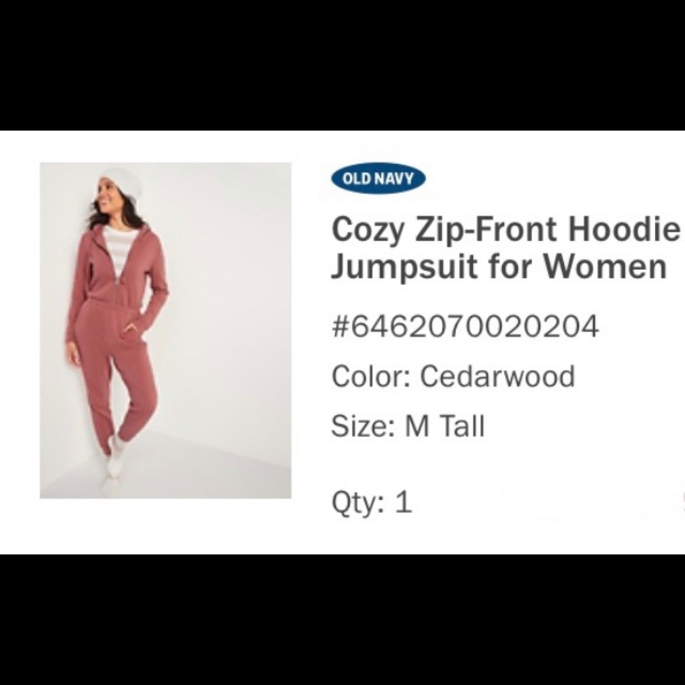 Old Navy Cozy Zip Front Hoodie Jumpsuit